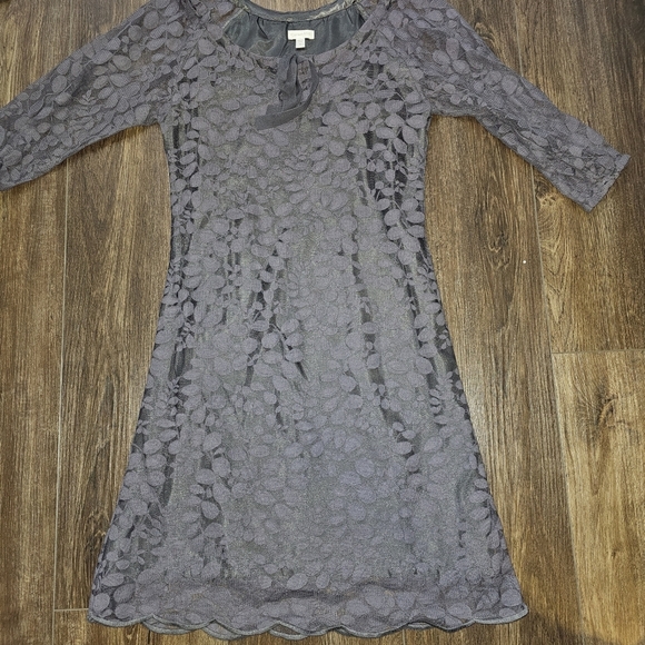 Garnet Hill Boheme Easy Gray Lace Dress SZ 4 Wedding Party Formal - Picture 6 of 12